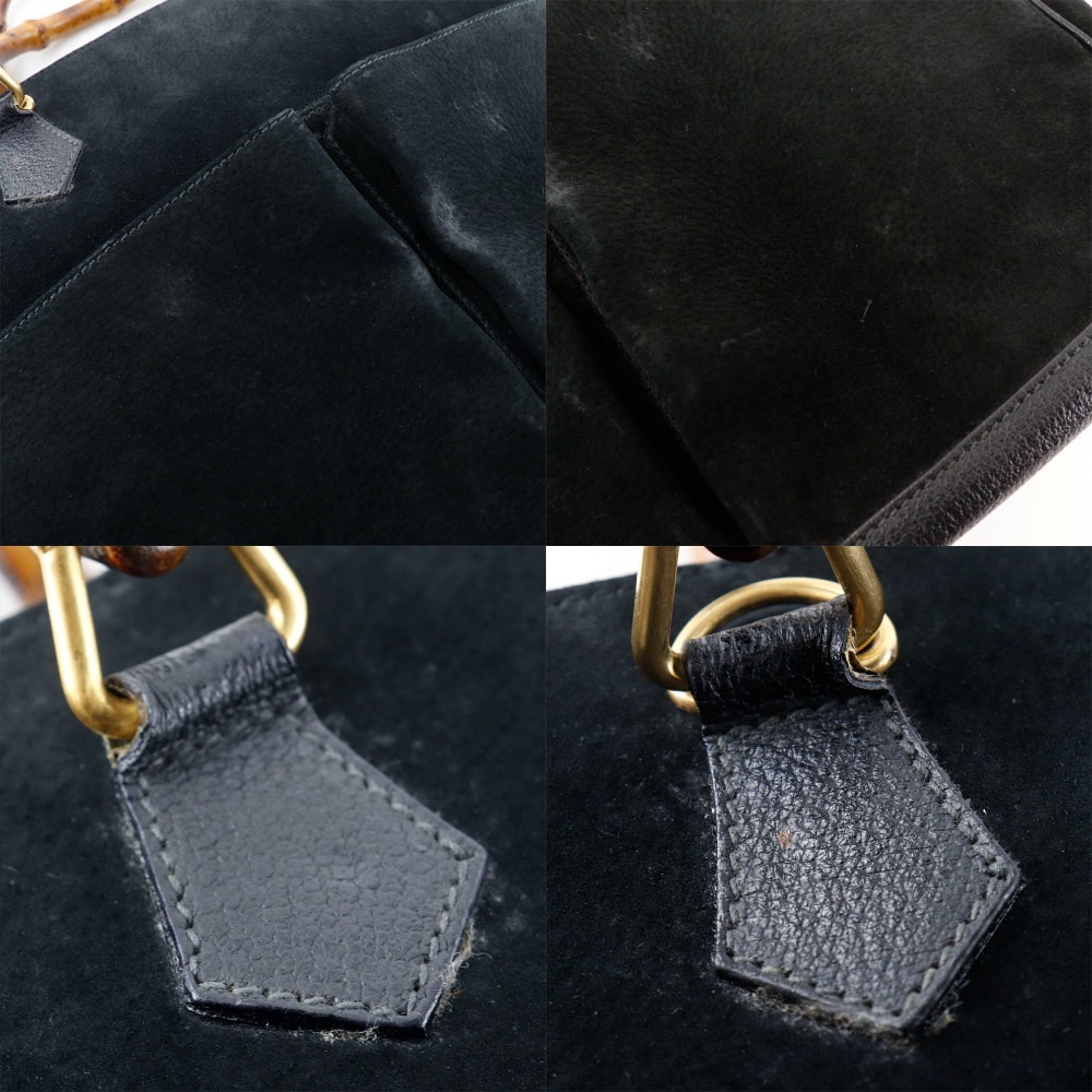 バンブートート オールドグッチ トートバッグ スウェード 黒 レディース 中古品 バンブートート オールドグッチ トートバッグ スウェード 黒 レディース 中古品