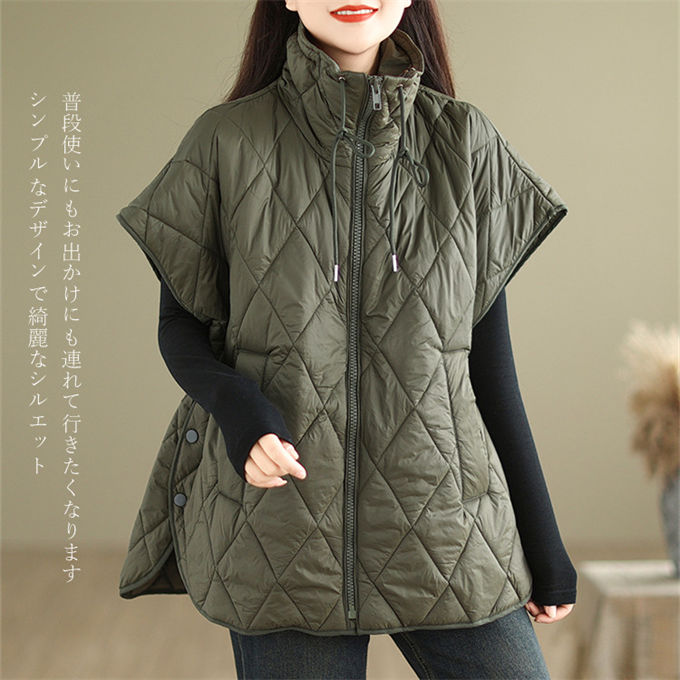ベスト キルティングベスト アウター レディース おしゃれ 中綿 キルティング ショートベスト 厚手 トップス コート 無袖 ノースリーブ 大きいサイズ レイヤード風 大人 暖かい 柔らかい 軽量 防