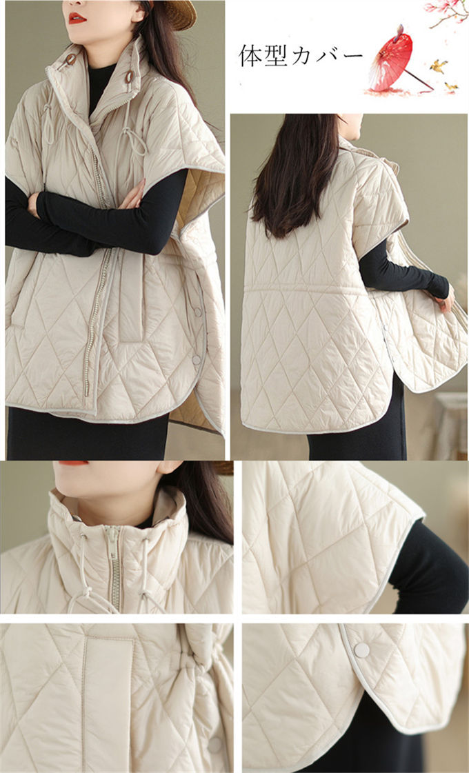 ベスト キルティングベスト アウター レディース おしゃれ 中綿 キルティング ショートベスト 厚手 トップス コート 無袖 ノースリーブ 大きいサイズ レイヤード風 大人 暖かい 柔らかい 軽量 防