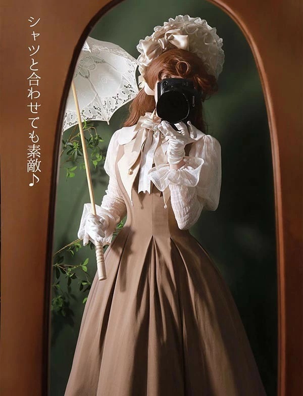 クラロリ ワンピース トップス 可愛い 2way着方 レディース ロング ロリータ lolita 半袖 ノースリーブ 大人 春 秋 夏 グリーン 緑 ベージュ ブラック 黒 S M L XL 2XL