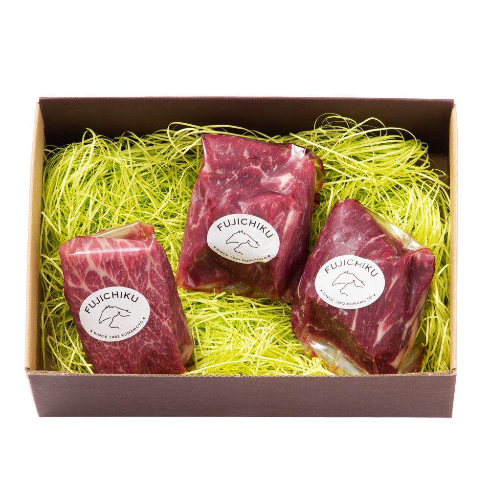ふじ馬刺し 上赤身と中トロの詰合せ ギフト包装 二重包装で発送 ふじ馬刺し 上赤身と中トロの詰合せ ギフト包装 二重包装で発送