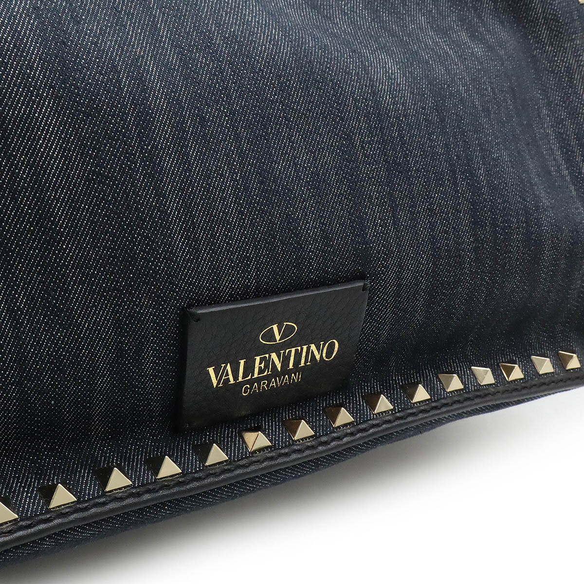 バレンティノ ロックスタッズ トートバッグ 2WAY ショルダーバッグ デニム ネイビー KW2B0970DE