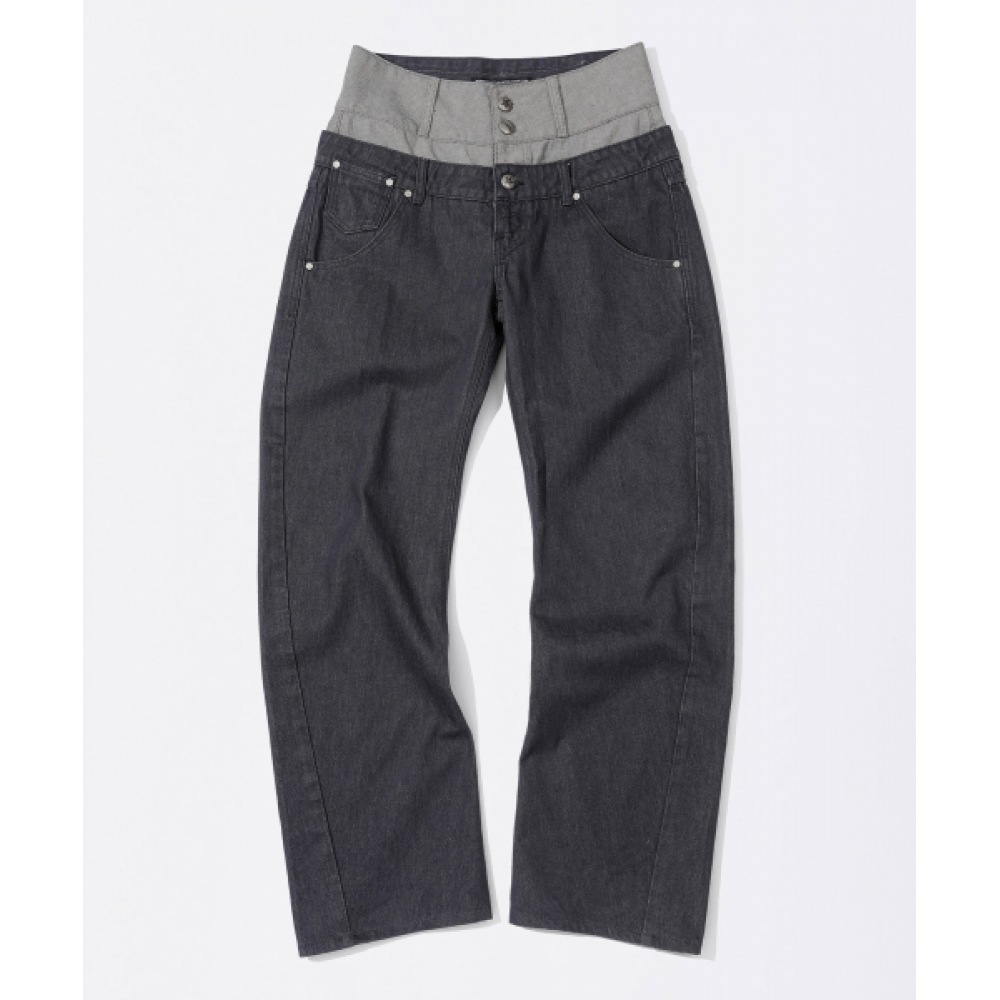 SCULPTOR ビーズレイヤードデニムパンツノンフェードグレー SCULPTOR ビーズレイヤードデニムパンツノンフェードグレー