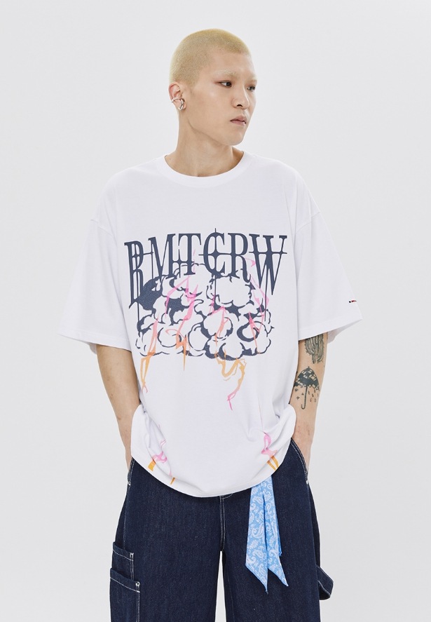 ★24SS★ROMANTIC CROWN★VOLUME LOGO THUNDER CLOUD TEE SHIRT ROMANTIC CROWN】 VOLUME LOGO THUNDER CLOUD TEE SHIRT Tシャツ