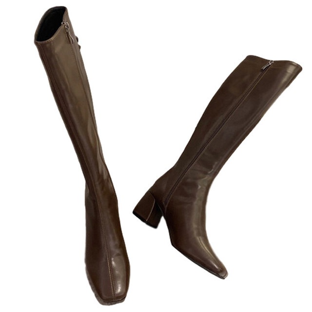 【送料無料】レディース ロングブーツ スクエアトゥブーツ ハイブーツ ミッドヒール 【送料無料】レディース ロングブーツ スクエアトゥブーツ ハイブーツ ミッドヒール