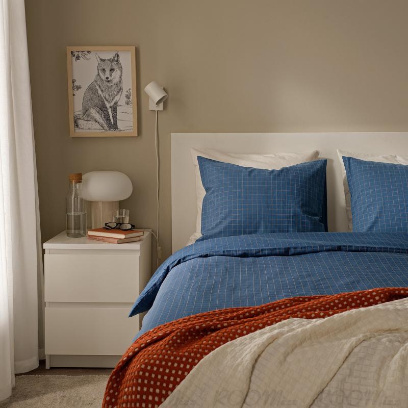 DOFTAKLEJA ドフタクレイヤ 掛け布団カバー＆枕カバー - ダークブルー/ライトブラウン 150x200/50x60 cm