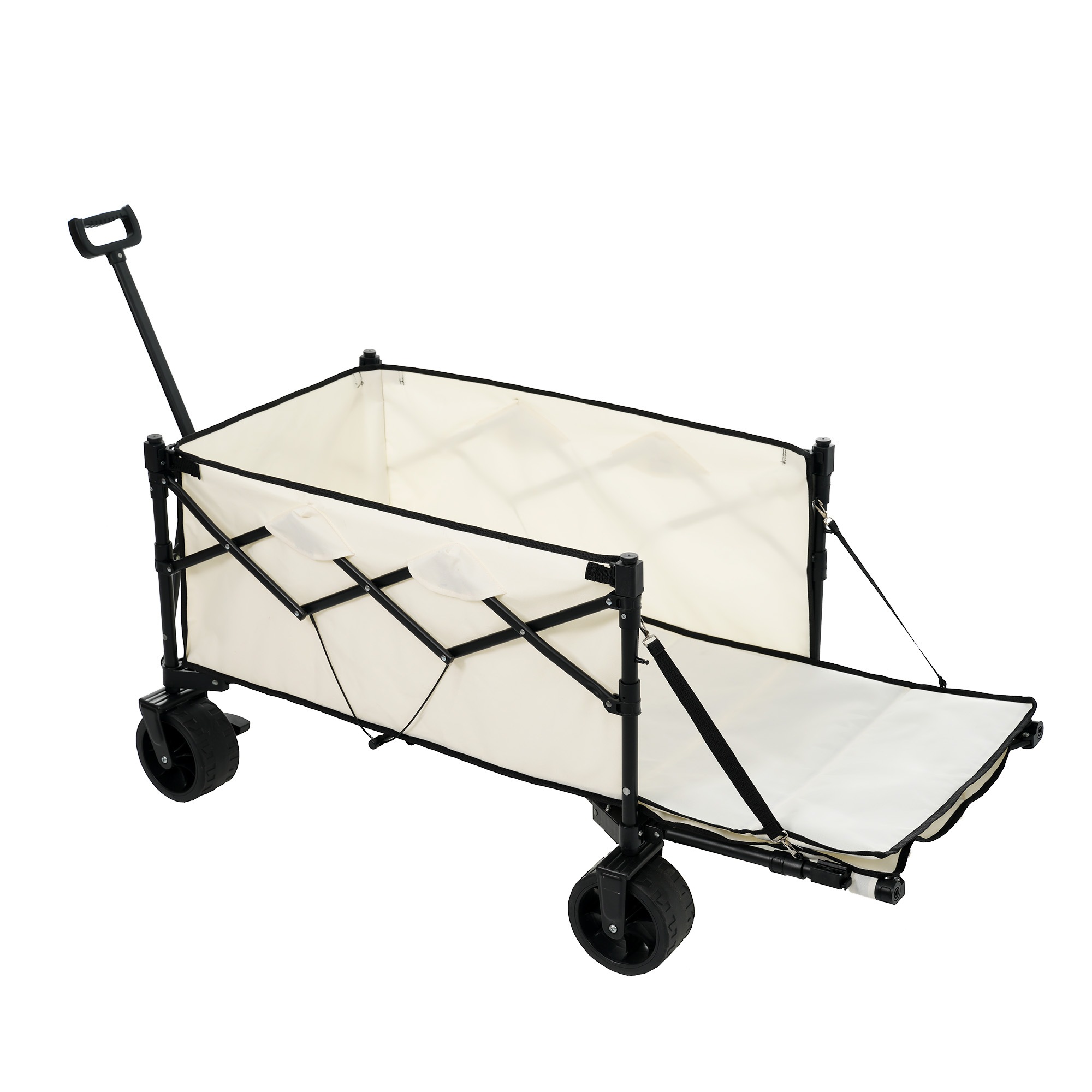 【国内出荷 - 3日配達】【ホワイト】キャリーワゴン アウトドアワゴン 後ろ開け 折りたたみ コンパクト