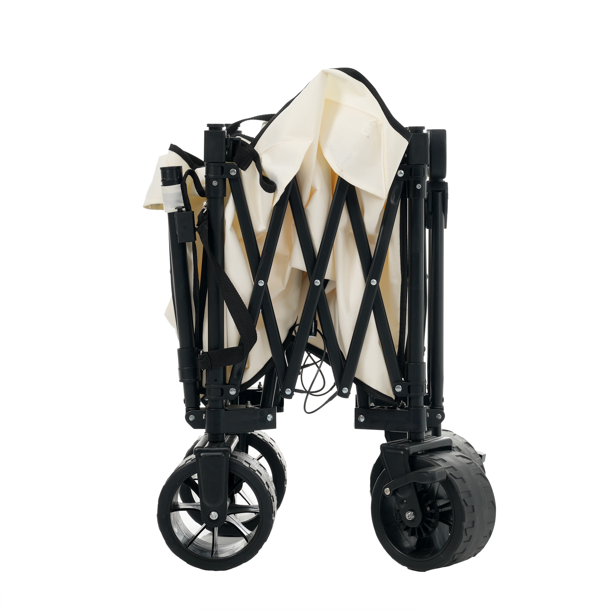 【国内出荷 - 3日配達】【ホワイト】キャリーワゴン アウトドアワゴン 後ろ開け 折りたたみ コンパクト