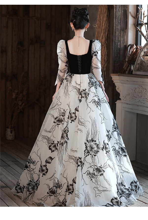 ロングドレス 演奏会 ピアノ 発表会 ビッグカラー ファスナー