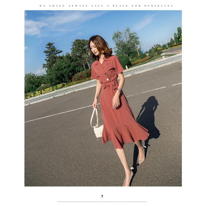 スーツワンピース レディース きれいめ 膝丈ワンピース 春夏新作 半袖ワンピース マーメイドスカート オシャレ結婚式ドレス 通勤OL ゆったり 30代 50代