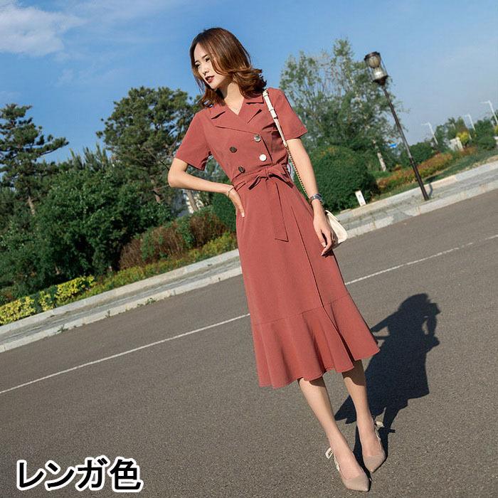 スーツワンピース レディース きれいめ 膝丈ワンピース 春夏新作 半袖ワンピース マーメイドスカート オシャレ結婚式ドレス 通勤OL ゆったり 30代 50代