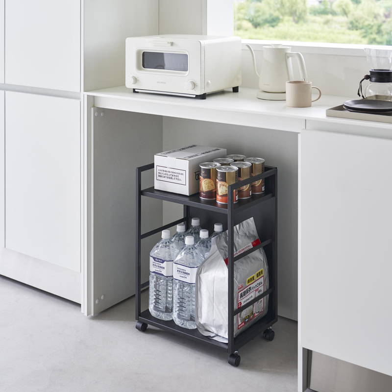 目隠しワゴン tower タワー キッチン ストッカー 収納棚 ランドセル デスク 整理棚 キャスター付 ブラック