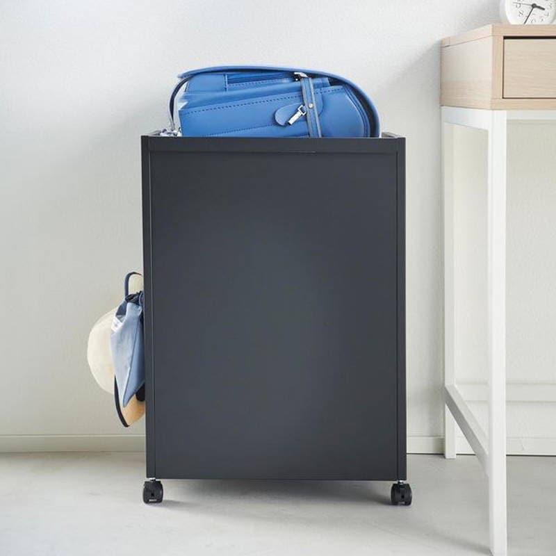 目隠しワゴン tower タワー キッチン ストッカー 収納棚 ランドセル デスク 整理棚 キャスター付 ブラック