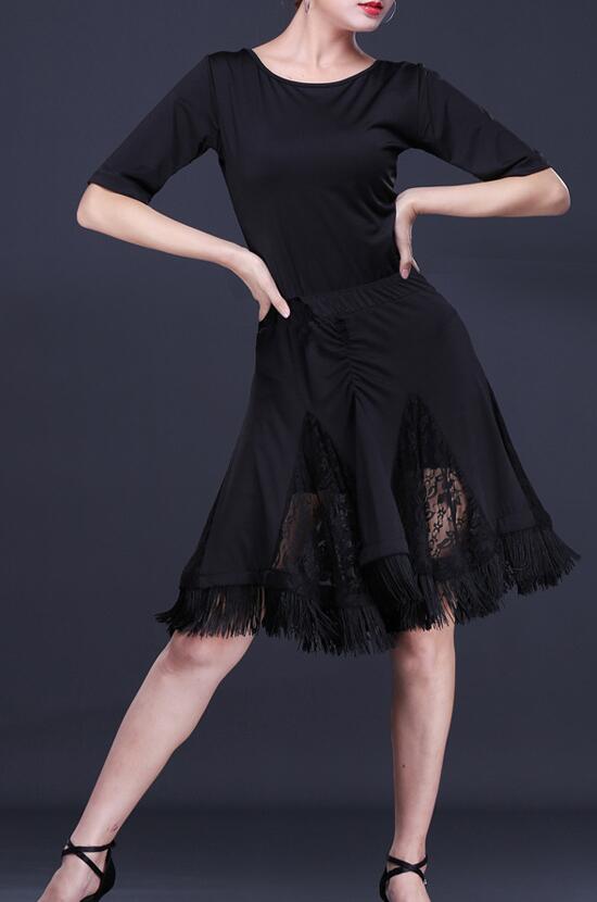 ダンス衣装セット 半袖ダンスTシャツ ラテンダンス ダンススカート 花柄 レディースダンスウェア ダンス練習着 クルーネック ダンス稽古 レッスン着 細見え 練習着 社交ダンス ラテンダンス モダン