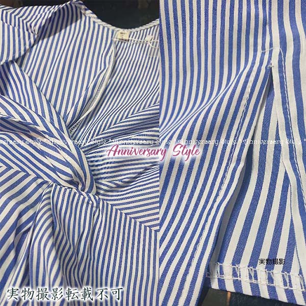 背中開き ねじり ワンピース XL 即納 ストライプ ブルー 切替 半袖 レディース nlw1236