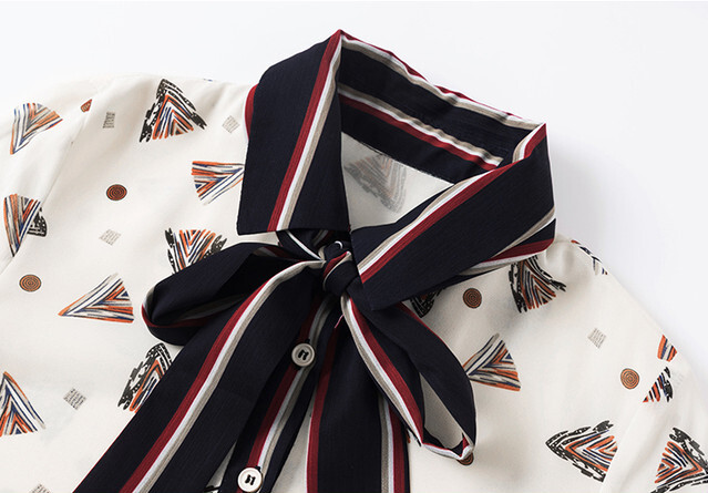 【送料無料】レディース シフォン リボンタイ シャツ ブラウス プリンセススタイル 柄シャツ 【送料無料】レディース シフォン リボンタイ シャツ ブラウス プリンセススタイル 柄シャツ