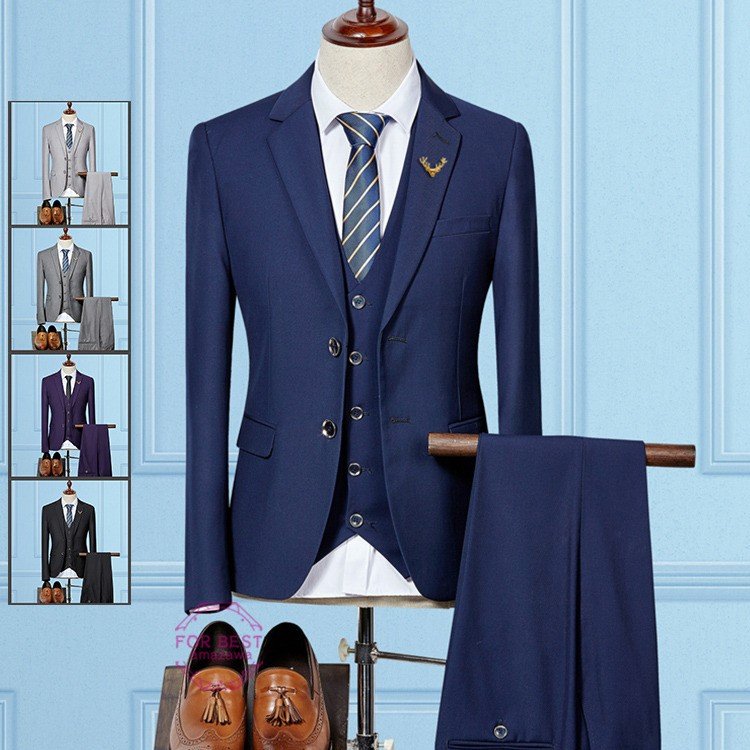 カジュアルスーツ 3ピーススーツ スーツセット メンズ スーツ 2つボタン ビジネススーツ ベスト+