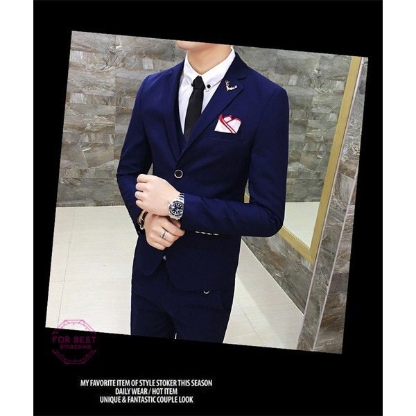 カジュアルスーツ 3ピーススーツ スーツセット メンズ スーツ 2つボタン ビジネススーツ ベスト+