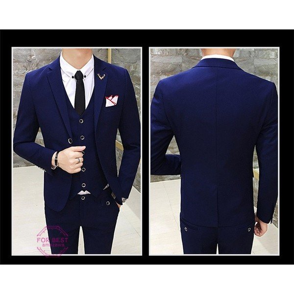 カジュアルスーツ 3ピーススーツ スーツセット メンズ スーツ 2つボタン ビジネススーツ ベスト+