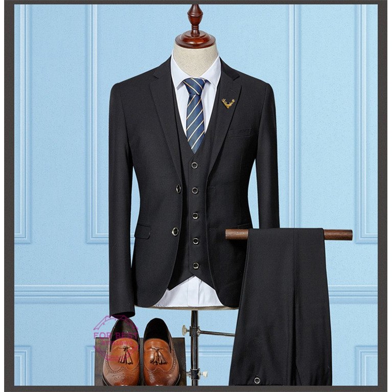 カジュアルスーツ 3ピーススーツ スーツセット メンズ スーツ 2つボタン ビジネススーツ ベスト+