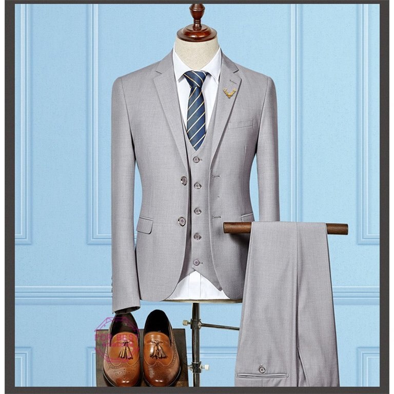 カジュアルスーツ 3ピーススーツ スーツセット メンズ スーツ 2つボタン ビジネススーツ ベスト+