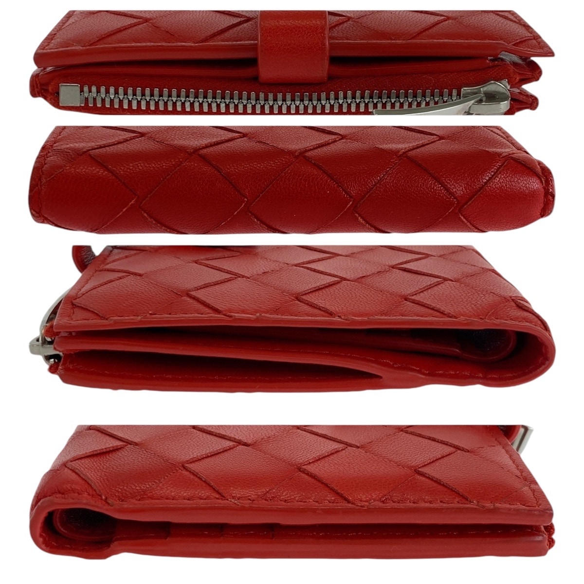 美品 マキシイントレチャート レッド シルバー金具 レザー 折財布 コンパクトウォレット レディース 410707 美品 マキシイントレチャート レッド シルバー金具 レザー 折財布 コンパクトウォレット レディース 410707