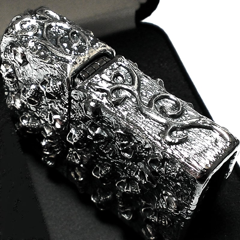 ジッポ スカルジャケット 超重厚 メタルジャケット ZIPPO ライター 5面デザイン スカル メンズ アクセサリー 銀イブシ ドクロ かっこいい プレゼント ギフト 高級感 フルメタル