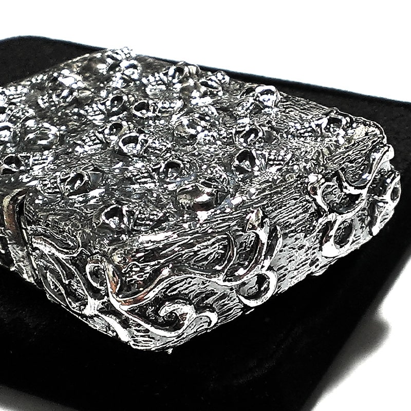 ジッポ スカルジャケット 超重厚 メタルジャケット ZIPPO ライター 5面デザイン スカル メンズ アクセサリー 銀イブシ ドクロ かっこいい プレゼント ギフト 高級感 フルメタル