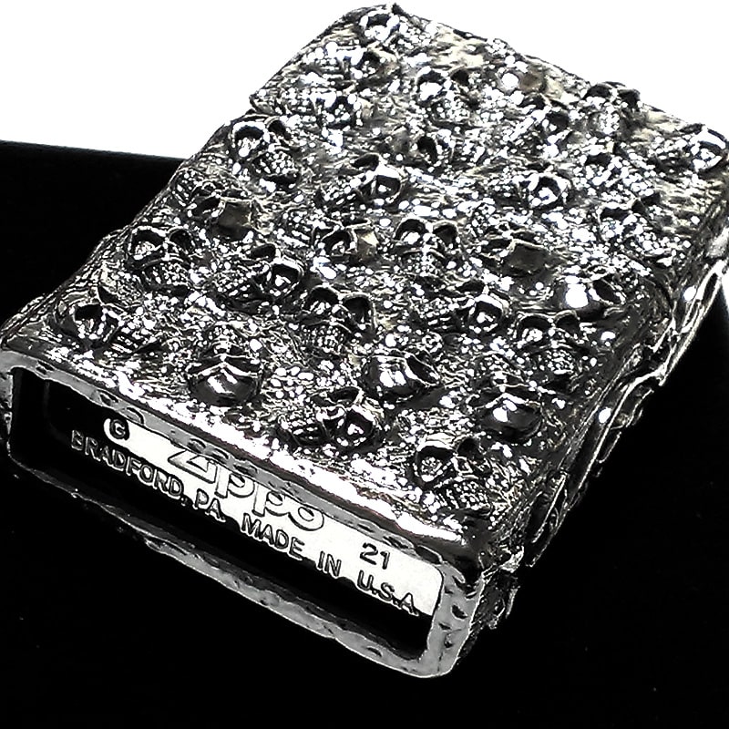 ジッポ スカルジャケット 超重厚 メタルジャケット ZIPPO ライター 5面デザイン スカル メンズ アクセサリー 銀イブシ ドクロ かっこいい プレゼント ギフト 高級感 フルメタル