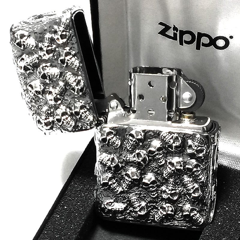 ジッポ スカルジャケット 超重厚 メタルジャケット ZIPPO ライター 5面デザイン スカル メンズ アクセサリー 銀イブシ ドクロ かっこいい プレゼント ギフト 高級感 フルメタル