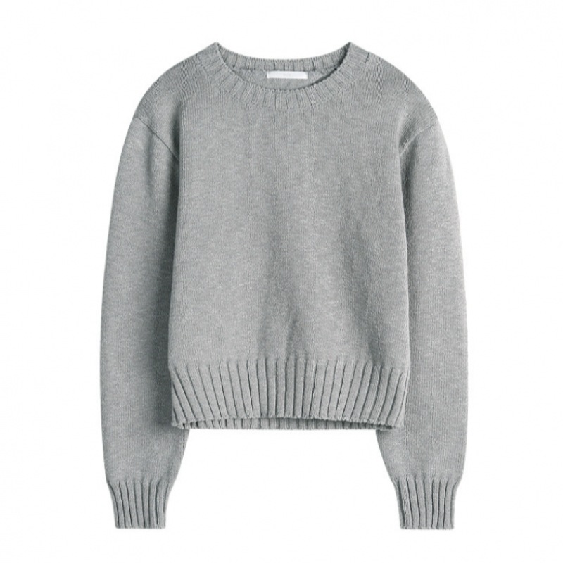 ouieバックホールラウンドネックニットチャコールOU1173 ouieバックホールラウンドネックニットチャコールOU1173