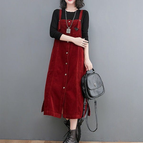 Qoo10] コーデュロイ ジャンパースカート 秋 冬