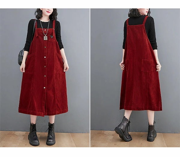 Qoo10] コーデュロイ ジャンパースカート 秋 冬