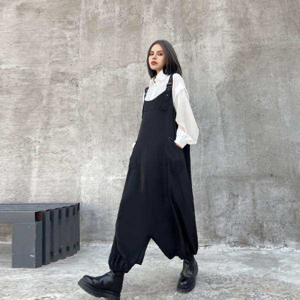 サロペット オーバーオール オールインワン レディース パンツ ワイドパンツ 作業服 ガウチョ サルエルパンツ 楽ちん ゆったり 体型カバー 送料無料