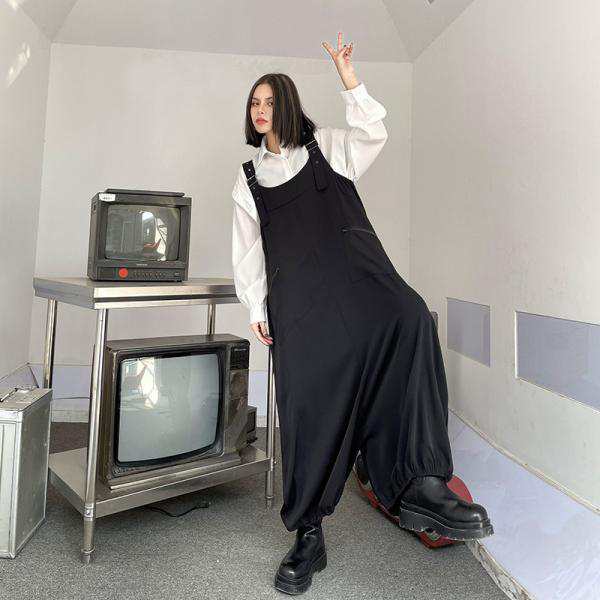 サロペット オーバーオール オールインワン レディース パンツ ワイドパンツ 作業服 ガウチョ サルエルパンツ 楽ちん ゆったり 体型カバー 送料無料