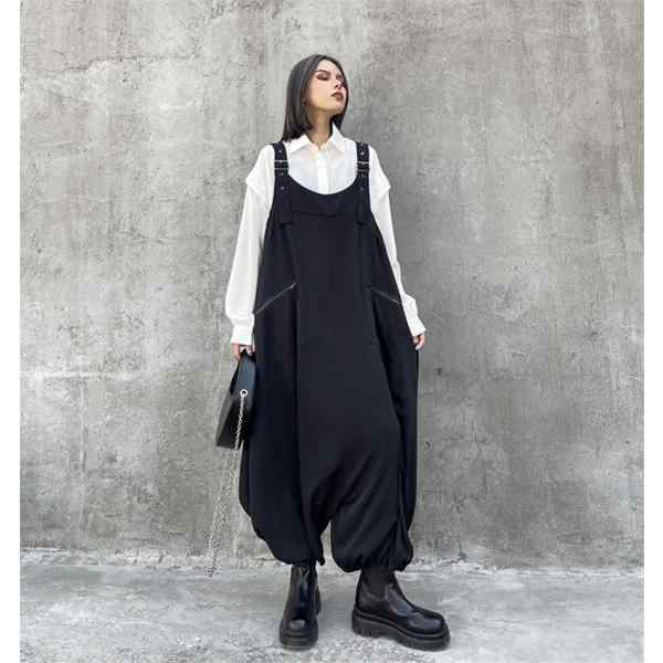 サロペット オーバーオール オールインワン レディース パンツ ワイドパンツ 作業服 ガウチョ サルエルパンツ 楽ちん ゆったり 体型カバー 送料無料