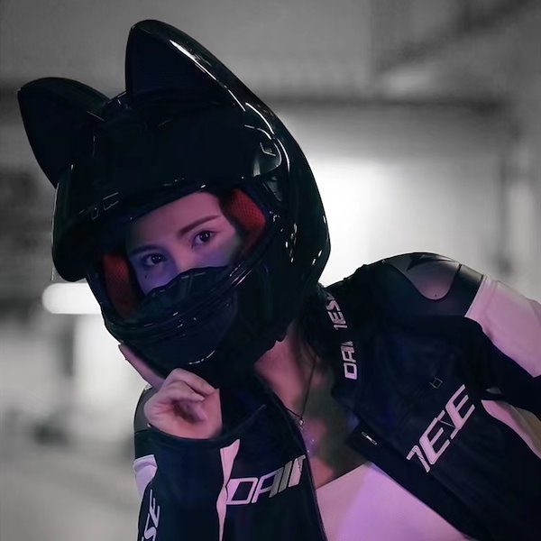 Qoo10] かわいい 猫耳の 女性用 ヘルメット フ