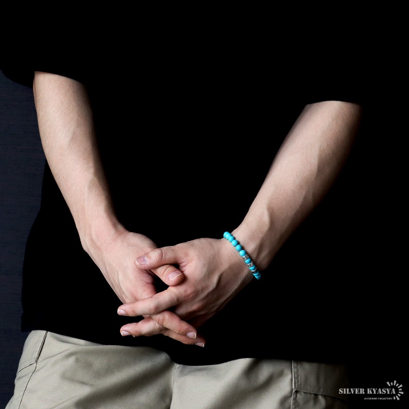 925 ターコイズブレスレット 六字真言 [bs072]