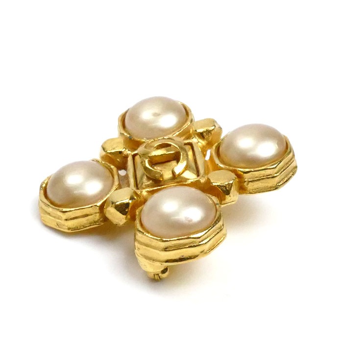 CHANEL シャネル メタル ココマーク フェイクパール ブローチ 24g レディース 中古 CHANEL シャネル メタル ココマーク フェイクパール ブローチ 24g レディース 中古