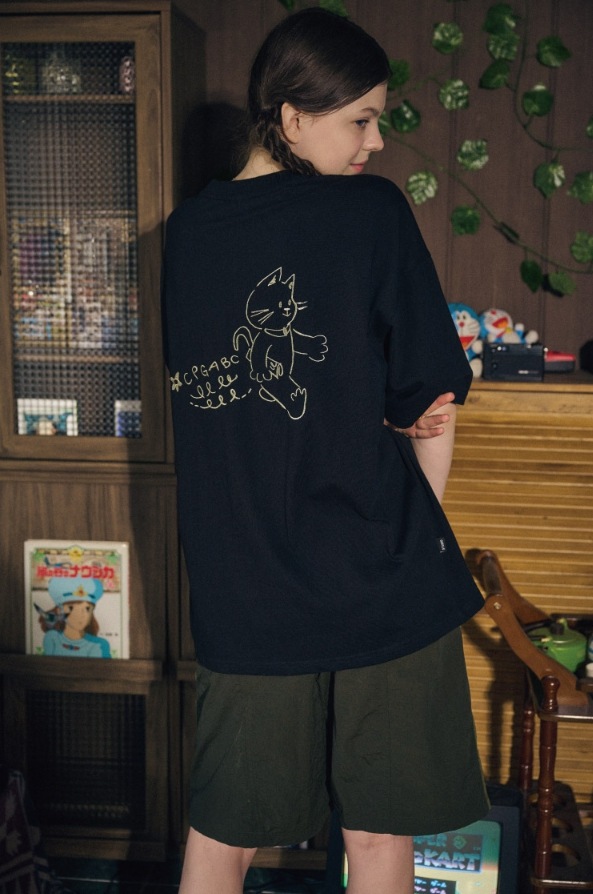 CPGN STUDIO】 ABC CAT Embroidery Short Sleeve Tee Tシャツ