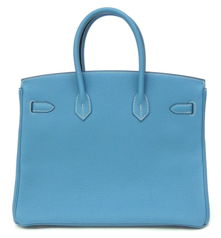 エルメス HERMES ハンドバッグ バーキン35 B刻印 SV金具 ニューブルージーン トゴ 【中古】(66389)
