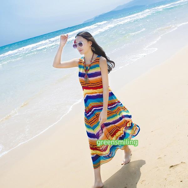 ボーダー柄 大きサイズ 虹色 ロングワンピ 肩出し 小さいサイズ タンクトップ マキシワンピース ビーチウエア リゾートワンピ ノースリーブ ハワイアン ボーダー柄 大きサイズ 虹色 ロングワンピ 肩出し 小さいサイズ タンクトップ マキシワンピース ビーチウエア リゾートワンピ ノースリーブ ハワイアン