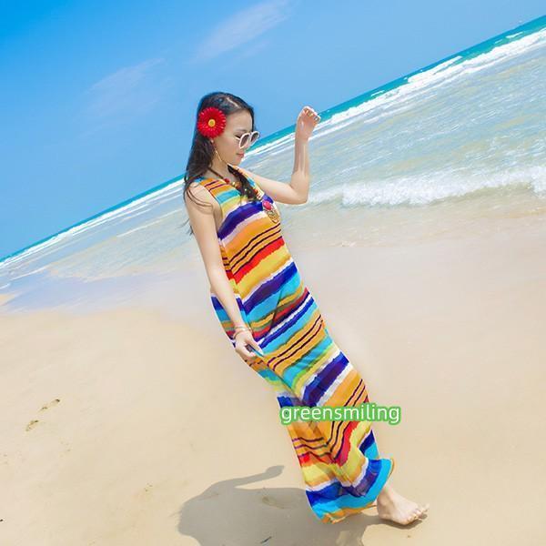 ボーダー柄 大きサイズ 虹色 ロングワンピ 肩出し 小さいサイズ タンクトップ マキシワンピース ビーチウエア リゾートワンピ ノースリーブ ハワイアン ボーダー柄 大きサイズ 虹色 ロングワンピ 肩出し 小さいサイズ タンクトップ マキシワンピース ビーチウエア リゾートワンピ ノースリーブ ハワイアン