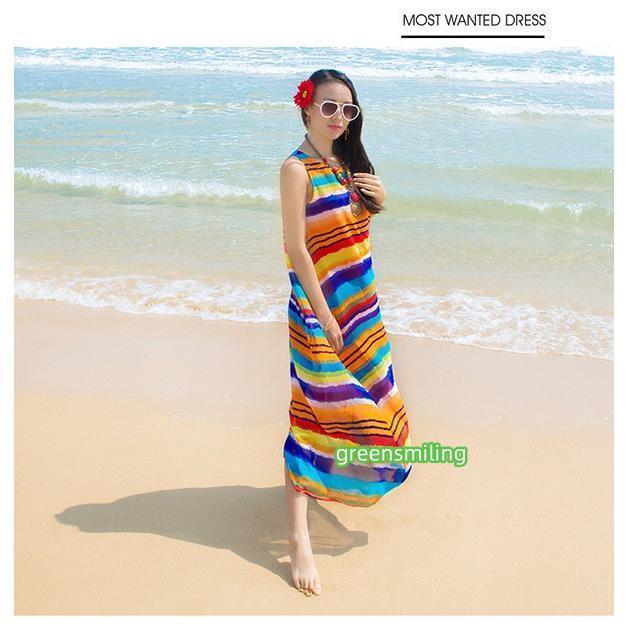 ボーダー柄 大きサイズ 虹色 ロングワンピ 肩出し 小さいサイズ タンクトップ マキシワンピース ビーチウエア リゾートワンピ ノースリーブ ハワイアン ボーダー柄 大きサイズ 虹色 ロングワンピ 肩出し 小さいサイズ タンクトップ マキシワンピース ビーチウエア リゾートワンピ ノースリーブ ハワイアン