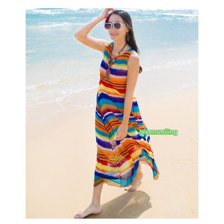 ボーダー柄 大きサイズ 虹色 ロングワンピ 肩出し 小さいサイズ タンクトップ マキシワンピース ビーチウエア リゾートワンピ ノースリーブ ハワイアン ボーダー柄 大きサイズ 虹色 ロングワンピ 肩出し 小さいサイズ タンクトップ マキシワンピース ビーチウエア リゾートワンピ ノースリーブ ハワイアン