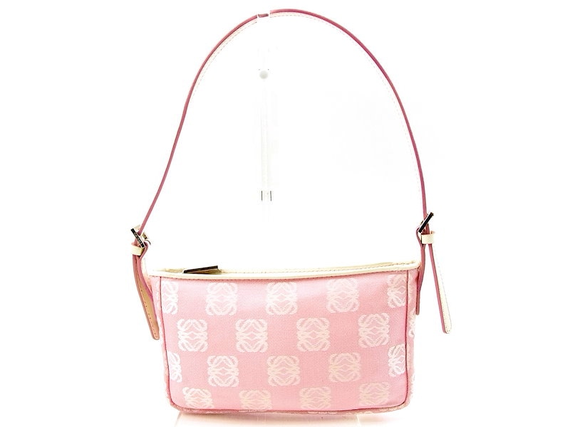 ロエベ LOEWE ハンドバッグ ポーチ レディース アナグラム ホワイト×ピンク キャンバス×レザー 美品 セール 【中古】 T3801 . ロエベ LOEWE ハンドバッグ ポーチ レディース アナグラム ホワイト×ピンク キャンバス×レザー 美品 セール 【中古】 T3801 .