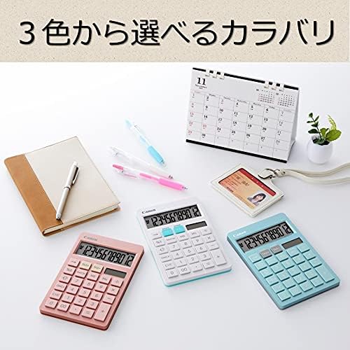 （まとめ買い）純正 カラフル電卓 スリム卓上 12桁 ホワイト HS-1200TC-WH [x3]
