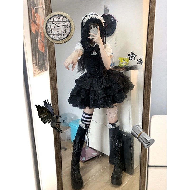 ロリータ韓国ブラウスレーススプライシングホルタードレススーツスカート女性 [コスプレ]