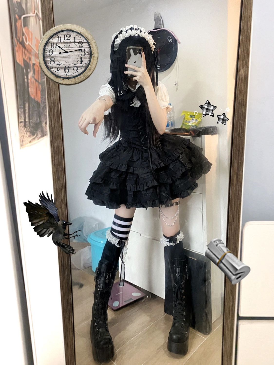 ロリータ韓国ブラウスレーススプライシングホルタードレススーツスカート女性 [コスプレ]