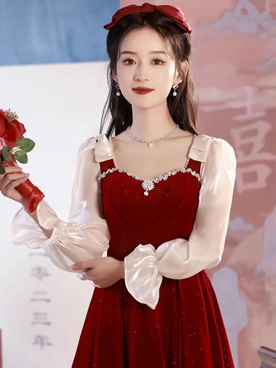 乾杯花嫁2025取得結婚証明書登録婚約ドレススカート女性宴会気質は通常着用可能 乾杯花嫁2025取得結婚証明書登録婚約ドレススカート女性宴会気質は通常着用可能